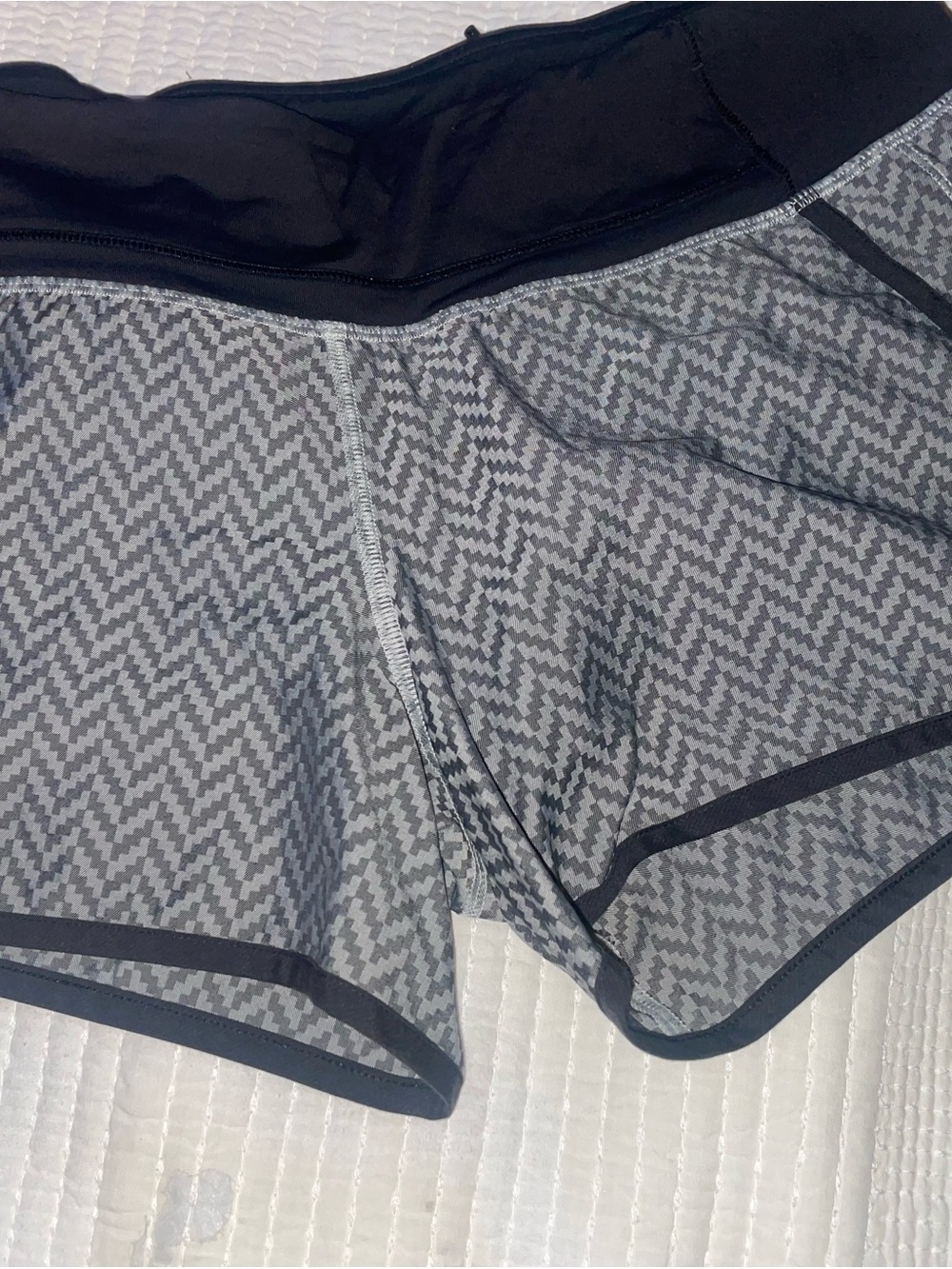 lululemon athletica Gray Chevron Athletic Shorts with Black Waistband